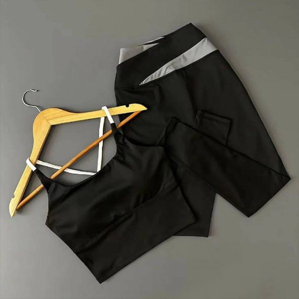 ست کراپ لگ کمر دورنگ | Two-tone waist crop leg set